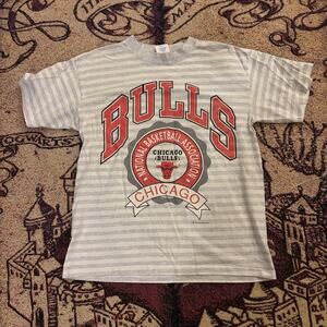Vintage Chicago Bulls Shirt Striped Size Large 90s